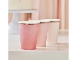 Bekers Ombre Roze 260ml 8st -Feestartikelen Winkel bekers ombre roze 260ml 8st 2