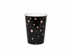 Bekers Roze Stippen Zwart 13cm 8st