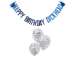 Blauwe Ballonnen Set Happy Birthday Dickhead 2,5m