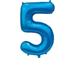 Blauwe Cijfer Ballon 5 Jaar Glans 86cm