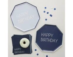 Blauwe Happy Birthday Borden 25cm 8st -Feestartikelen Winkel blauwe happy birthday borden 25cm 8st 1