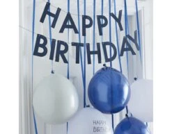 Blauwe Happy Birthday Deurgordijn Met Ballonnen -Feestartikelen Winkel blauwe happy birthday deurgordijn met ballonnen 2