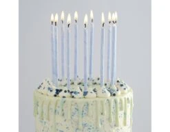 Blauwe Kaarsen Marmer 18cm 12st -Feestartikelen Winkel blauwe kaarsen marmer 18cm 12st 2