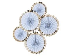 Blauwe Papieren Waaiers 38cm 5st