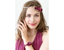 Bloemen Haarband Bordeaux Rood -Feestartikelen Winkel bloemen haarband bordeaux rood 2