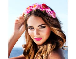 Bloemen Haarband Roze Diadeem -Feestartikelen Winkel bloemen haarband roze diadeem 2