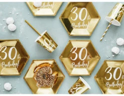 Borden 30 Jaar Goud 20cm 6st -Feestartikelen Winkel borden 30 jaar goud 20cm 6st 2