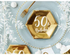 Borden 50 Jaar Goud 20cm 6st -Feestartikelen Winkel borden 50 jaar goud 20cm 6st 1