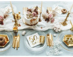 Borden 50 Jaar Goud 20cm 6st -Feestartikelen Winkel borden 50 jaar goud 20cm 6st 3