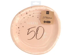 Borden 50 Jaar Rose Goud 23cm 8st -Feestartikelen Winkel borden 50 jaar rose goud 23cm 8st 1