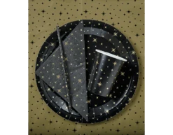 Borden Gouden Sterren Zwart 20cm 8st 7 Borden Gouden Sterren Zwart 20cm 8st -Feestartikelen Winkel borden gouden sterren zwart 20cm 8st 2