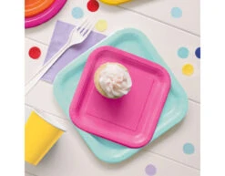 Borden Vierkant Mintgroen 23cm 14st -Feestartikelen Winkel borden vierkant mintgroen 23cm 14st 2