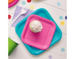 Borden Vierkant Turquoise 23cm 14st -Feestartikelen Winkel borden vierkant turquoise 23cm 14st 1