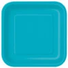 Borden Vierkant Turquoise 23cm 14st -Feestartikelen Winkel borden vierkant turquoise 23cm 14st