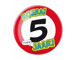 Button 5 Jaar Verkeersbord 10,2cm