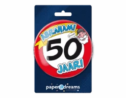 Button 50 Jaar Abraham Verkeersbord 10,2cm -Feestartikelen Winkel button 50 jaar abraham verkeersbord 102cm 1