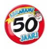 Button 50 Jaar Abraham Verkeersbord 10,2cm -Feestartikelen Winkel button 50 jaar abraham verkeersbord 102cm