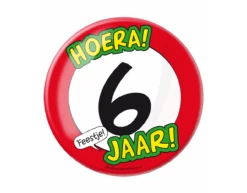 Button 6 Jaar Verkeersbord 10,2cm