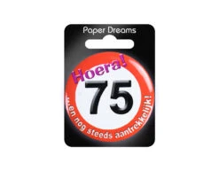 Button 75 Jaar Verkeersbord 5,5cm -Feestartikelen Winkel button 75 jaar verkeersbord 55cm 1