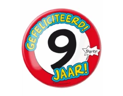 Button 9 Jaar Verkeersbord 10,2cm
