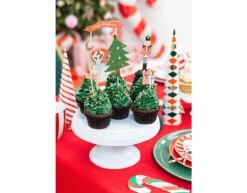 Caketopper Kerst 19cm 6st -Feestartikelen Winkel caketopper kerst 19cm 6st 2