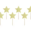 Caketopper Sterren Goud 11,5cm 6st -Feestartikelen Winkel caketopper sterren goud 115cm 6st