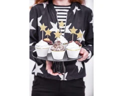 Caketopper Sterren Goud 11,5cm 6st -Feestartikelen Winkel caketopper sterren goud 115cm 6st 3