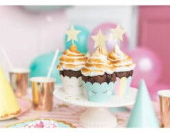 Caketopper Sterren Goud 11,5cm 6st -Feestartikelen Winkel caketopper sterren goud 115cm 6st 6