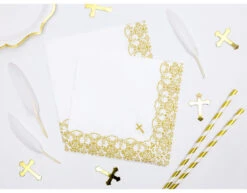 Communie Servetten Kruis Goud 33cm 20st -Feestartikelen Winkel communie servetten kruis goud 33cm 20st 2