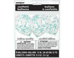 Confetti Ballonnen Turquoise 40cm 6st -Feestartikelen Winkel confetti ballonnen turquoise 40cm 6st 2