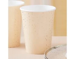 Cup Peach Ditsy Dot With Fringe Foiled -Feestartikelen Winkel cup peach ditsy dot with fringe foiled 2