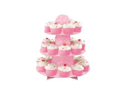 Cupcake Etagere Stippen Roze 34cm -Feestartikelen Winkel cupcake etagere stippen roze 34cm 2