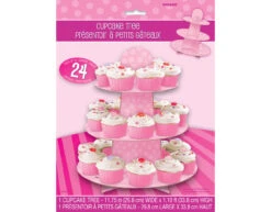 Cupcake Etagere Stippen Roze 34cm -Feestartikelen Winkel cupcake etagere stippen roze 34cm 3