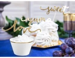 Cupcake Toppers Goud Sweet Love Yum 13cm 6st -Feestartikelen Winkel cupcake toppers goud sweet love yum 13cm 6st 2