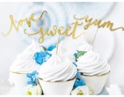 Cupcake Toppers Goud Sweet Love Yum 13cm 6st -Feestartikelen Winkel cupcake toppers goud sweet love yum 13cm 6st 4