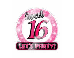 Deurbord 16 Jaar Sweet 16 Lets Party! 50cm