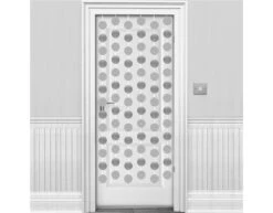 Deurgordijn Bolletjes Zilver 2,13m -Feestartikelen Winkel deurgordijn bolletjes zilver 213m 1