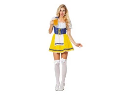 Dirndl Jurk Oktoberfest Geel Blauw