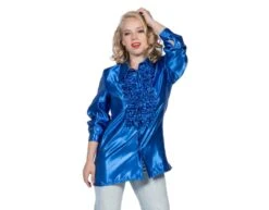Disco Blouse Ruches Blauw -Feestartikelen Winkel disco blouse ruches blauw 1
