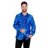Disco Blouse Ruches Blauw -Feestartikelen Winkel disco blouse ruches blauw
