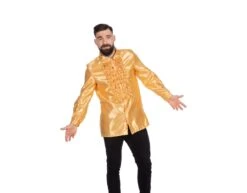 Disco Blouse Ruches Oranje Dames -Feestartikelen Winkel disco blouse ruches oranje dames 1