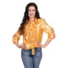 Disco Blouse Ruches Oranje Dames -Feestartikelen Winkel disco blouse ruches oranje dames