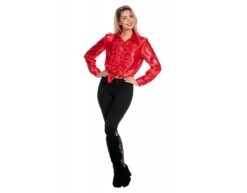 Disco Blouse Ruches Rood Dames