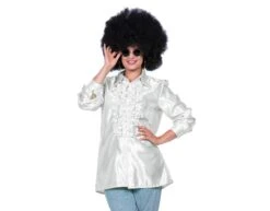 Disco Blouse Ruches Wit -Feestartikelen Winkel disco blouse ruches wit 1