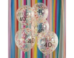 Doorzichtige Confetti Ballonnen 40 Jaar 30cm 5st -Feestartikelen Winkel doorzichtige confetti ballonnen 40 jaar 30cm 5st 2