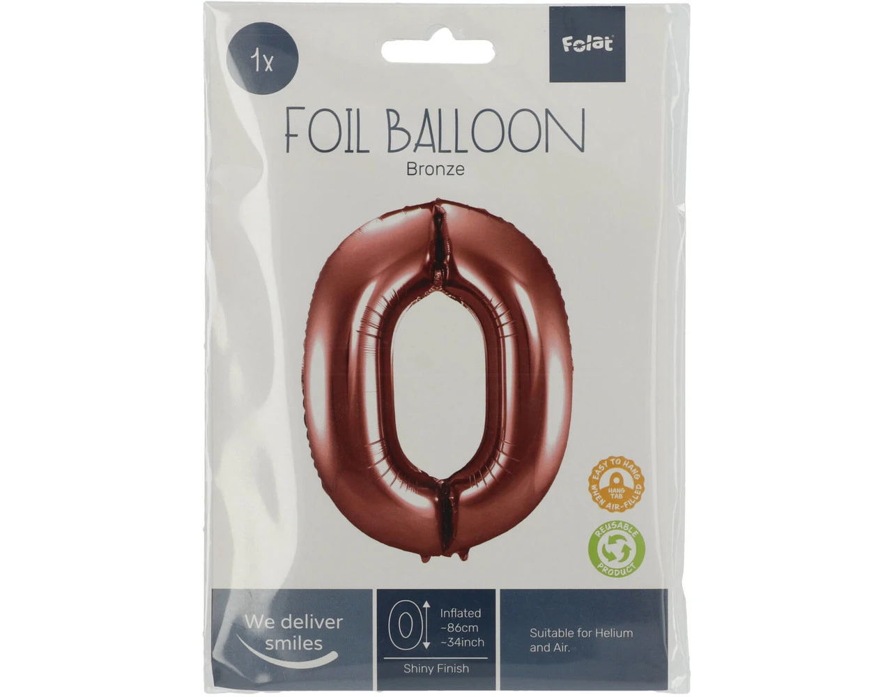 Folie Ballon Cijfer 0 Brons XL 86cm Leeg 4 Folie Ballon Cijfer 0 Brons XL 86cm Leeg - Afbeelding 2