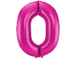 Folie Ballon Cijfer 0 Fuchsia Metallic XL 86cm Leeg
