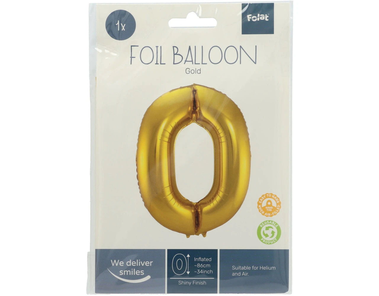 Folie Ballon Cijfer 0 Goud Metallic XL 86cm Leeg 6 Folie Ballon Cijfer 0 Goud Metallic XL 86cm Leeg - Afbeelding 4