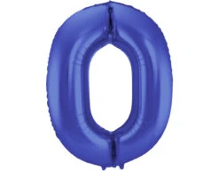 Folie Ballon Cijfer 0 Mat Blauw XL 86cm Leeg