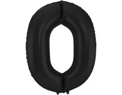 Folie Ballon Cijfer 0 Mat Zwart XL 86cm Leeg